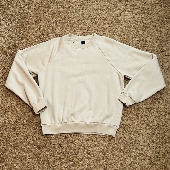 [Gap] Tan Oversized Sweatshirt Small Tall Fall Winter Lounge Athletic Cozy - Picture 1 of 5
